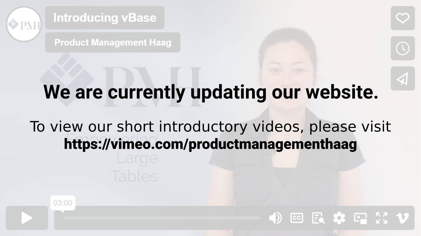 We are currently updating our website. To view our short introductory videos, please visit https://vimeo.com/productmanagementhaag